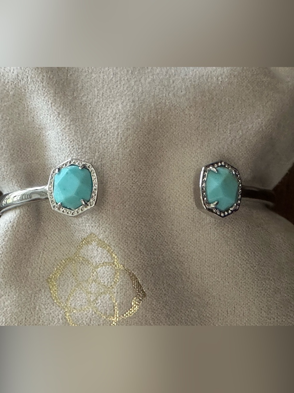 Kendra Scott Davie Turquoise Hexagon Silver Cuff Bracelet